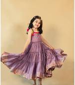 Jilmil girl's purple musleen long dress