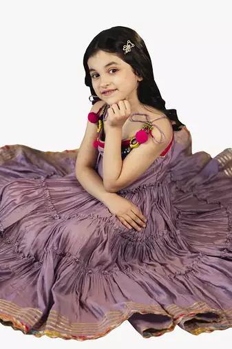 Jilmil girl's purple musleen long dress