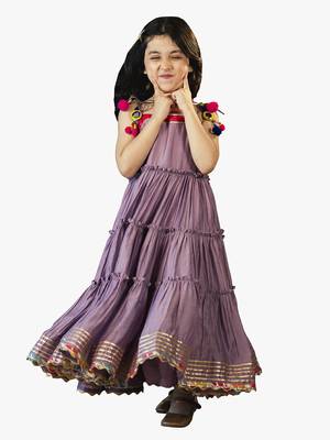 Jilmil girl's purple musleen long dress 3