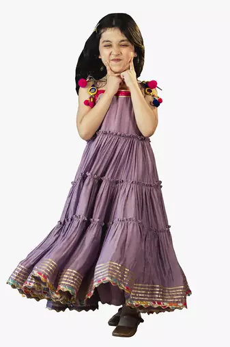 Jilmil girl's purple musleen long dress