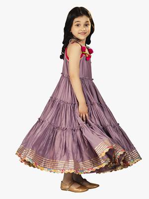 Jilmil girl's purple musleen long dress 4