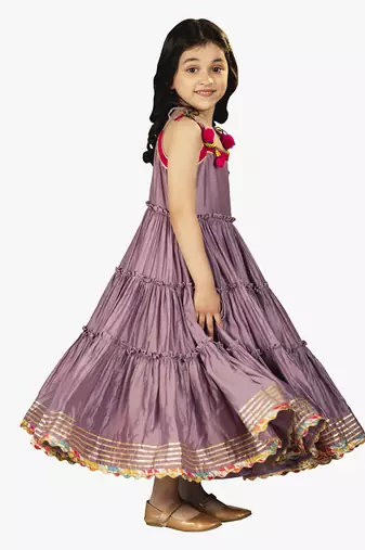 Jilmil girl's purple musleen long dress