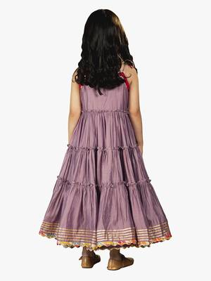 Jilmil girl's purple musleen long dress 5