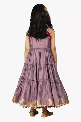Jilmil girl's purple musleen long dress