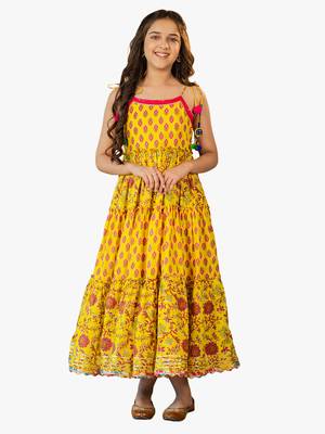 girl's jaipuri printed long dress 1