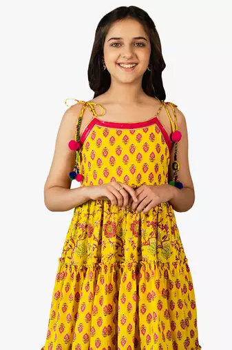 girl's jaipuri printed long dress