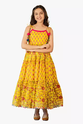 girl's jaipuri printed long dress