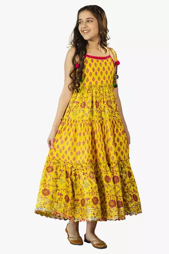 girl's jaipuri printed long dress