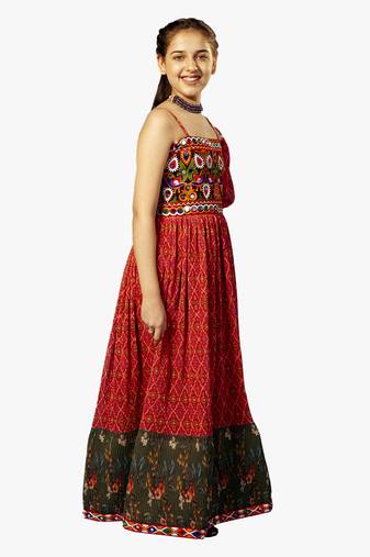 Jilmil girl's one shoulder pink navratri dress