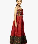 girl's one shoulder pink navratri dress
