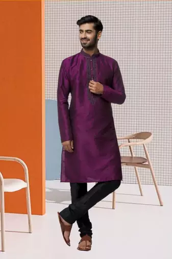 Men' silk kurta churidar set