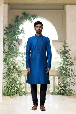 Men' brocade kurta churidar set 1