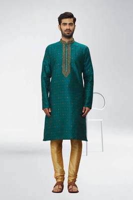 Men' brocade kurta churidar set 1