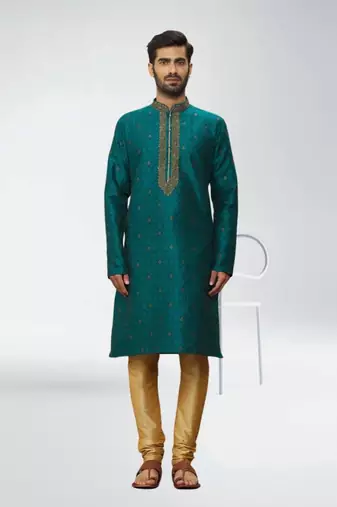 Men' brocade kurta churidar set