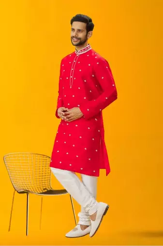 Men' silk kurta churidar set