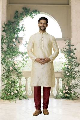 Men' fawn kurta churidar set 1