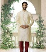 Men' fawn kurta churidar set