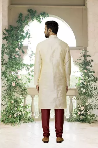 Men' fawn kurta churidar set