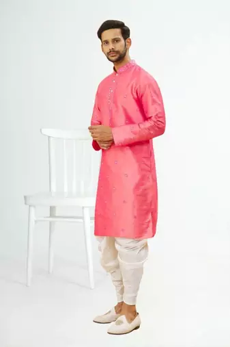 Men' silk kurta churidar set