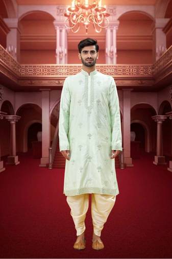 Men' silk kurta churidar set
