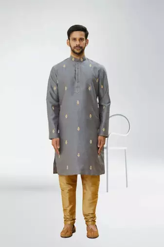 Men' silk kurta churidar set