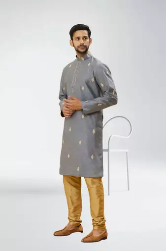 Men' silk kurta churidar set