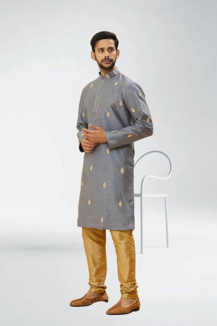 Men' silk kurta churidar set
