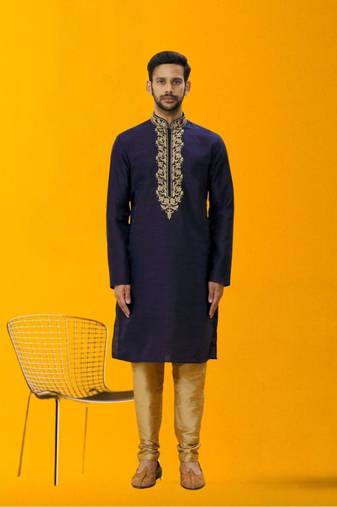 Men' silk kurta churidar set