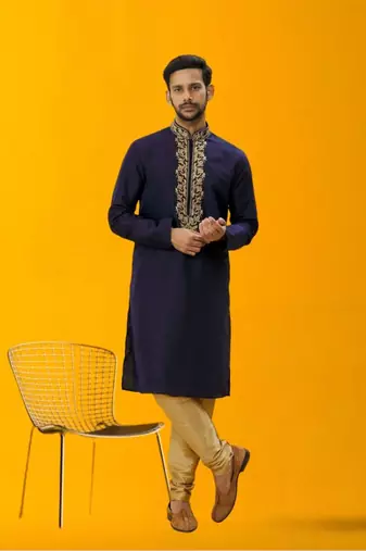 Men' silk kurta churidar set