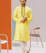 Men' silk kurta churidar set