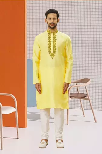 Men' silk kurta churidar set