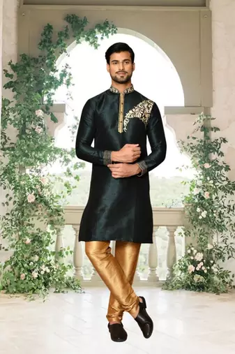 Men' silk kurta churidar set