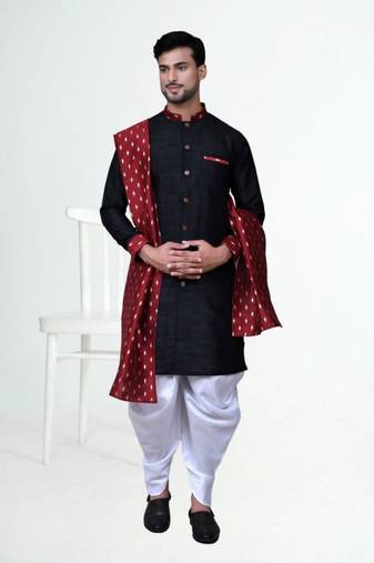 Men' silk kurta churidar set
