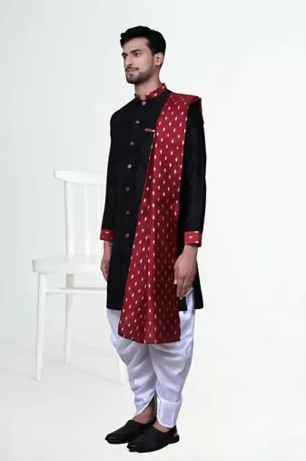 Men' silk kurta churidar set