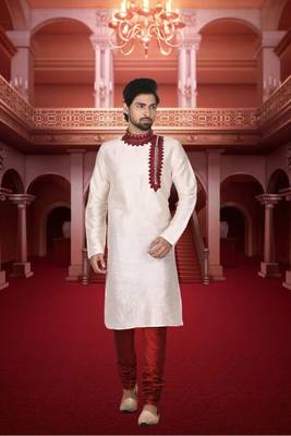 Men' silk kurta churidar set 1