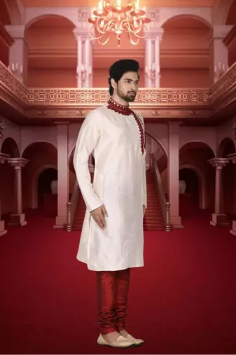 Men' silk kurta churidar set