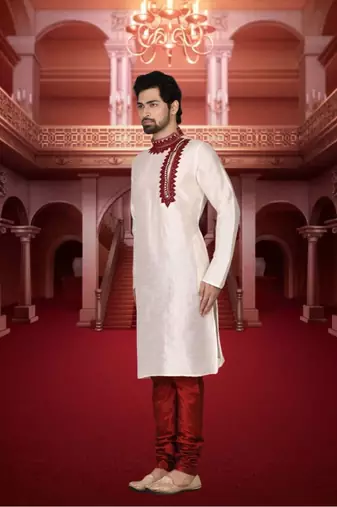 Men' silk kurta churidar set