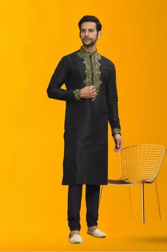 Men' silk kurta churidar set