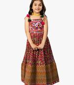 girl's shoulder straps pink navratri dress