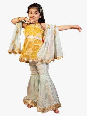 girl's yellow floral sarara set 3
