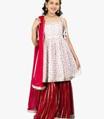 Jilmil girl's red floral sarara (set of 3)