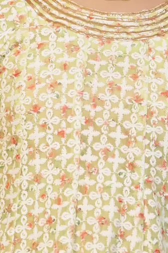 Jilmil girl's light green chikankari suit (set of 3)