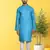Sky blue cotton plain full sleeve kurta and churidar set for men