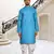 Sky blue plain cotton full sleeve kurta and dhoti set for men