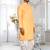 Orange plain cotton full sleeve kurta and dhoti set for men