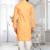 Orange plain cotton full sleeve kurta and dhoti set for men