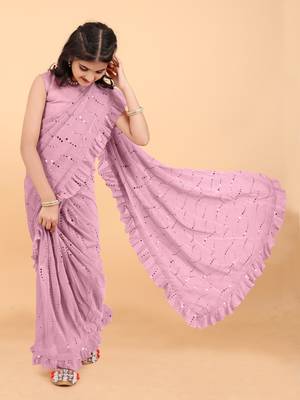 New designer fancy jari ready to wear tikli kid saree with unstitch blouse piece 2