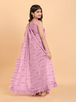 New designer fancy jari ready to wear tikli kid saree with unstitch blouse piece 4