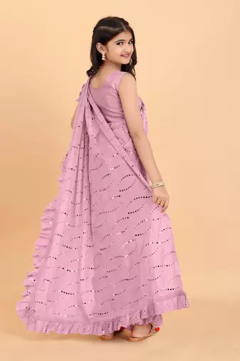 New designer fancy jari ready to wear tikli kid saree with unstitch blouse piece