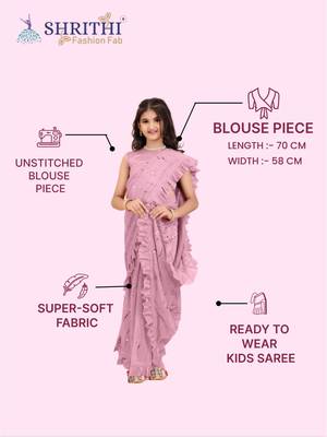 New designer fancy jari ready to wear tikli kid saree with unstitch blouse piece 5